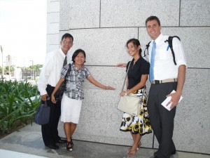 Cebu temple cornerstone with San Enrique branch president and family