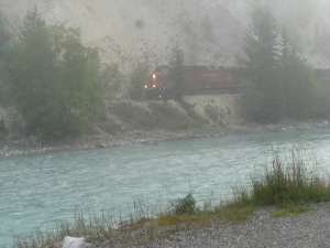 Train passing our campsite the next morning
